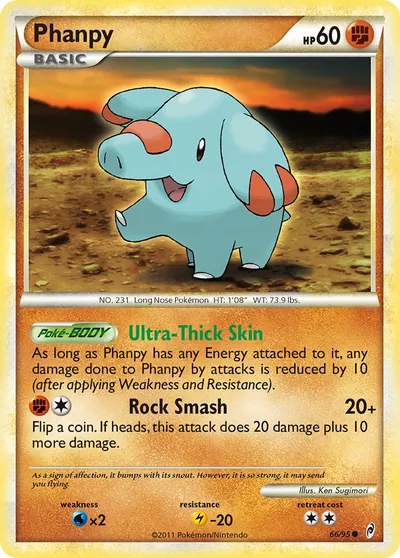 Phanpy - Chamado das Lendas - ilustração de Ken Sugimori