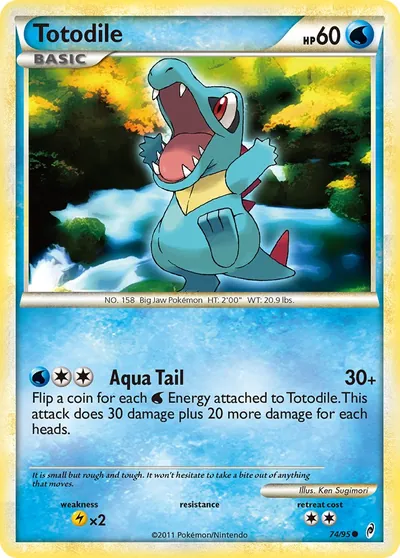 Totodile - Chamado das Lendas - ilustração de Ken Sugimori