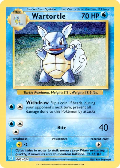 Wartortle - Pokémon Trading Card Game Classic: Blastoise - ilustração de Ken Sugimori