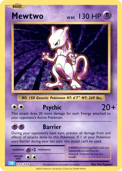 Mewtwo - Pokémon Trading Card Game Classic: Blastoise - ilustração de Ken Sugimori
