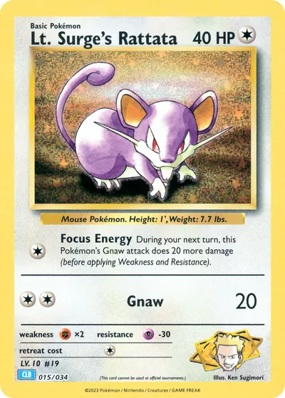 Lt. Surge’s Rattata - Pokémon Trading Card Game Classic: Blastoise - ilustração de Ken Sugimori