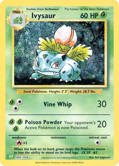 Ivysaur - Pokémon Trading Card Game Classic: Venusaur - ilustração de Ken Sugimori