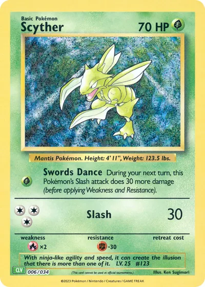 Scyther - Pokémon Trading Card Game Classic: Venusaur - ilustração de Ken Sugimori