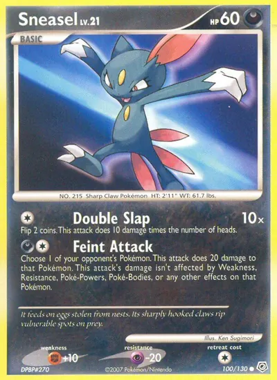 Sneasel - Diamante & Pérola - ilustração de Ken Sugimori