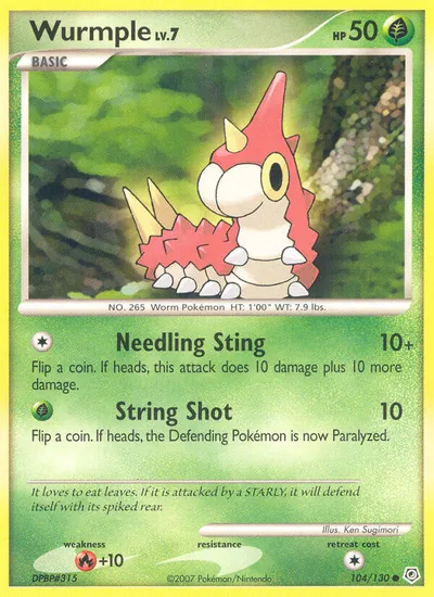 Wurmple - Diamante & Pérola - ilustração de Ken Sugimori