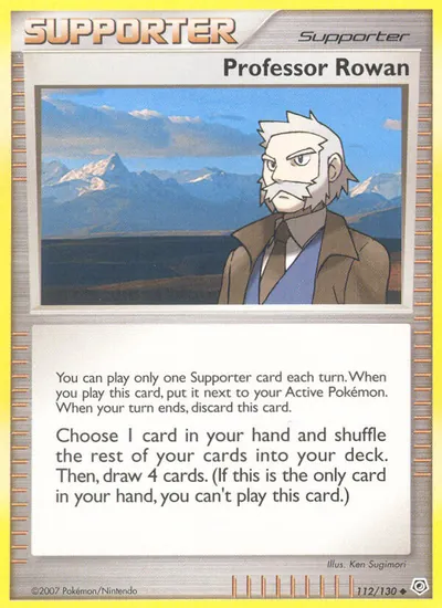 Professor Rowan - Diamante & Pérola - ilustração de Ken Sugimori