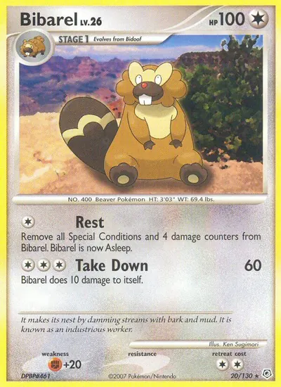 Bibarel - Diamante & Pérola - ilustração de Ken Sugimori