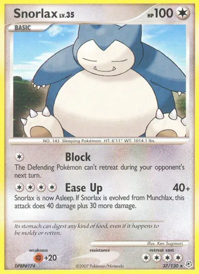 Snorlax - Diamante & Pérola - ilustração de Ken Sugimori