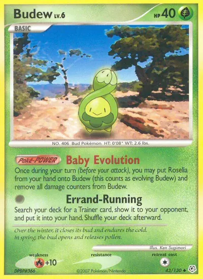 Budew - Diamante & Pérola - ilustração de Ken Sugimori