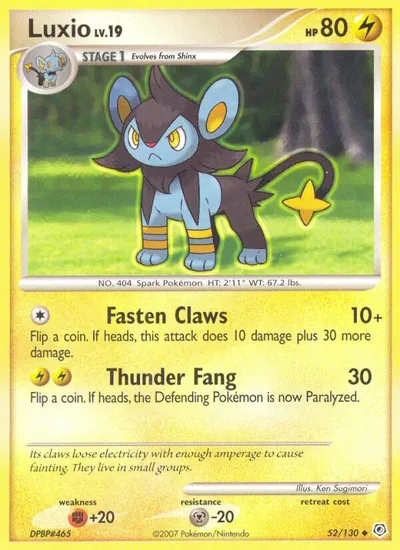 Luxio - Diamante & Pérola - ilustração de Ken Sugimori