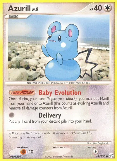 Azurill - Diamante & Pérola - ilustração de Ken Sugimori