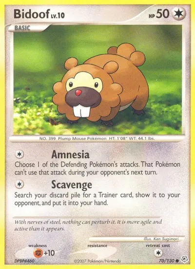 Bidoof - Diamante & Pérola - ilustração de Ken Sugimori