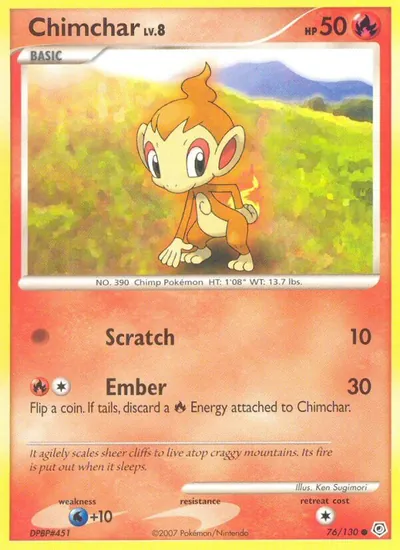 Chimchar - Diamante & Pérola - ilustração de Ken Sugimori