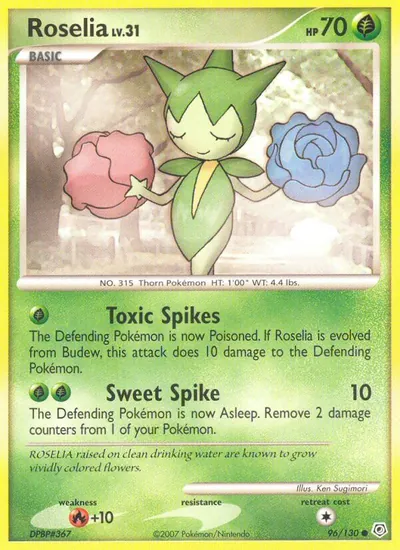 Roselia - Diamante & Pérola - ilustração de Ken Sugimori