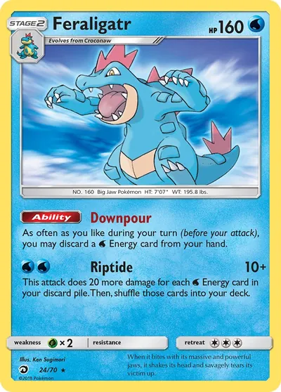 Feraligatr - Dragões Soberanos - ilustração de Ken Sugimori
