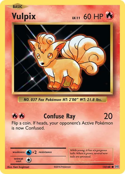 Vulpix - Evoluções - ilustração de Ken Sugimori