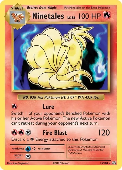 Ninetales - Evoluções - ilustração de Ken Sugimori