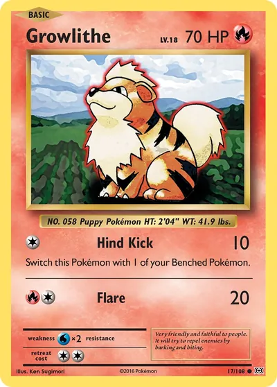 Growlithe - Evoluções - ilustração de Ken Sugimori