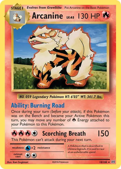 Arcanine - Evoluções - ilustração de Ken Sugimori