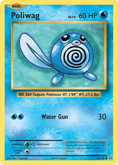 Poliwag - Evoluções - ilustração de Ken Sugimori