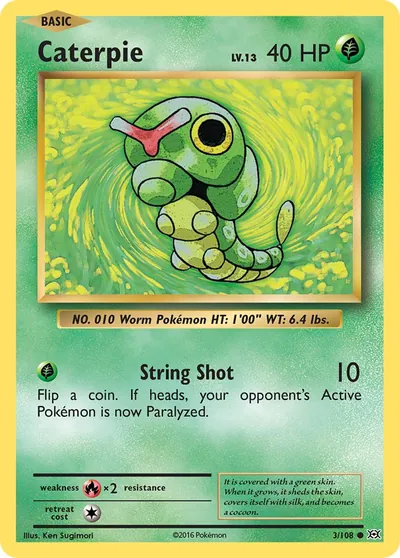 Caterpie - Evoluções - ilustração de Ken Sugimori
