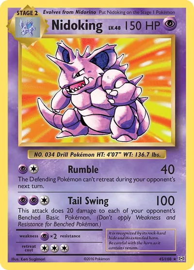 Nidoking - Evoluções - ilustração de Ken Sugimori
