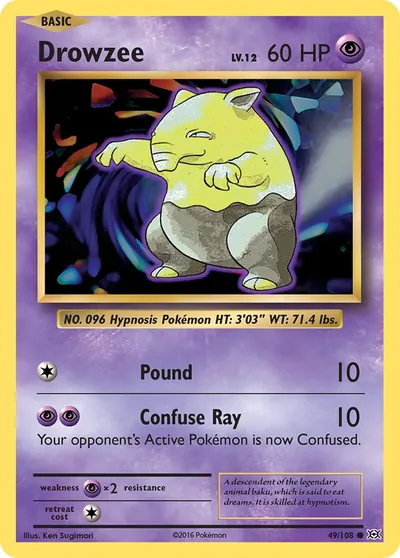 Drowzee - Evoluções - ilustração de Ken Sugimori