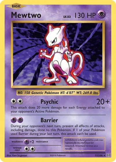 Mewtwo - Evoluções - ilustração de Ken Sugimori
