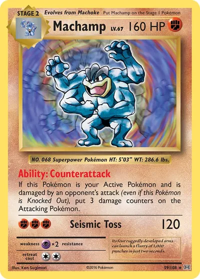 Machamp - Evoluções - ilustração de Ken Sugimori