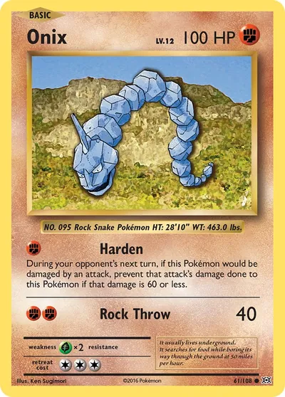 Onix - Evoluções - ilustração de Ken Sugimori