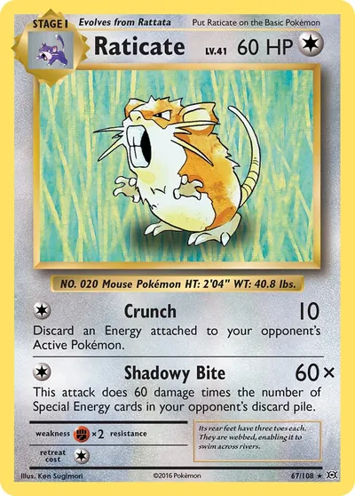 Raticate - Evoluções - ilustração de Ken Sugimori