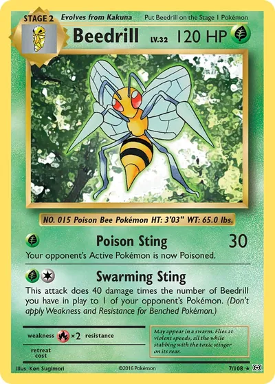 Beedrill - Evoluções - ilustração de Ken Sugimori