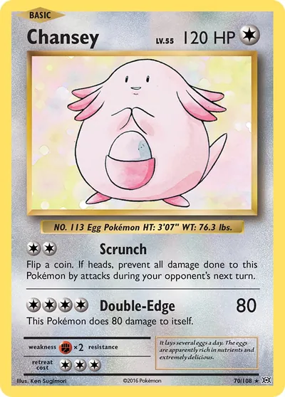 Chansey - Evoluções - ilustração de Ken Sugimori
