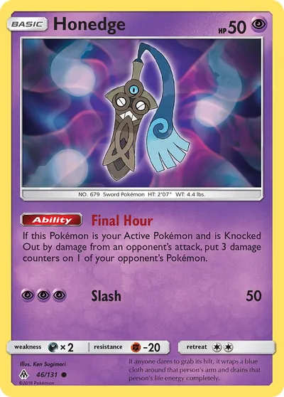 Honedge - Luz Proibida - ilustração de Ken Sugimori