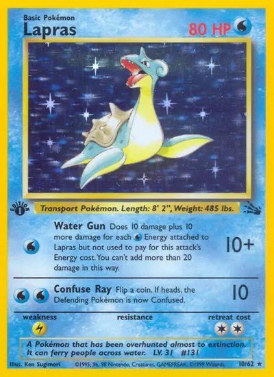 Lapras - Fóssil - ilustração de Ken Sugimori