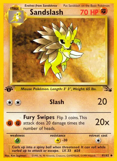 Sandslash - Fóssil - ilustração de Ken Sugimori