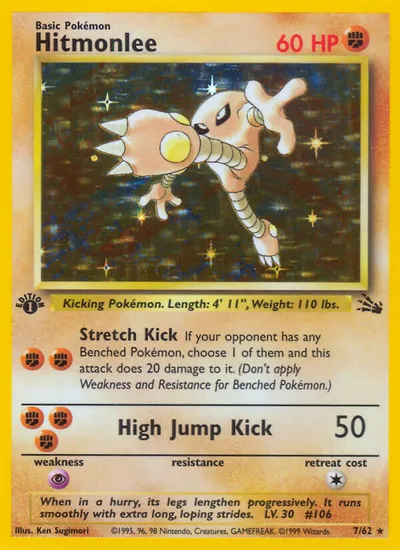 Hitmonlee - Fóssil - ilustração de Ken Sugimori