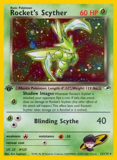 Rocket's Scyther - Gym Heroes - ilustração de Ken Sugimori