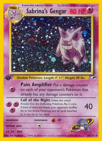 Gengar da Sabrina - Gym Heroes - ilustração de Ken Sugimori