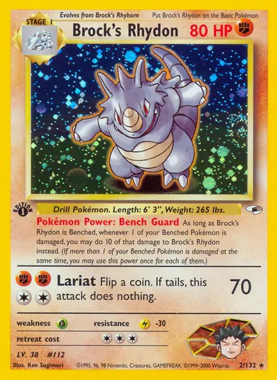 Rhydon do Brock - Gym Heroes - ilustração de Ken Sugimori