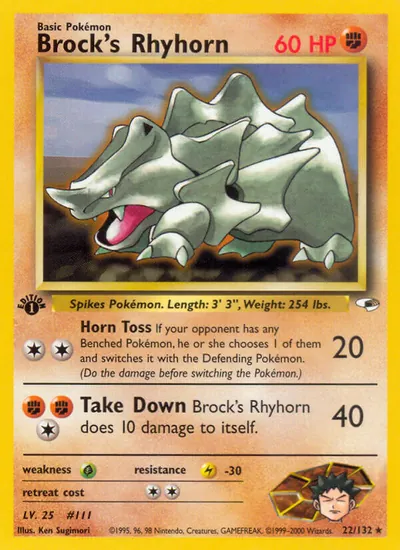 Rhyhorn do Brock - Gym Heroes - ilustração de Ken Sugimori