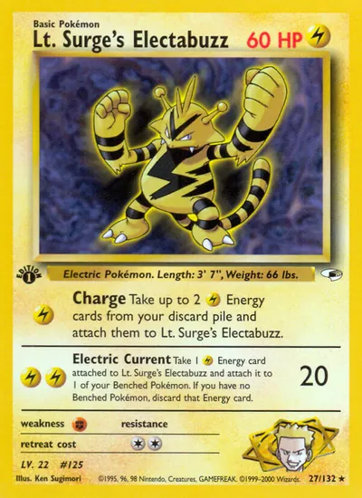 Electabuzz do Cap. Surge - Gym Heroes - ilustração de Ken Sugimori