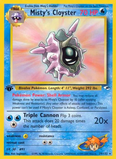 Cloyster da Misty - Gym Heroes - ilustração de Ken Sugimori
