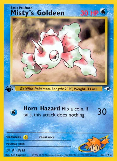 Goldeen da Misty - Gym Heroes - ilustração de Ken Sugimori
