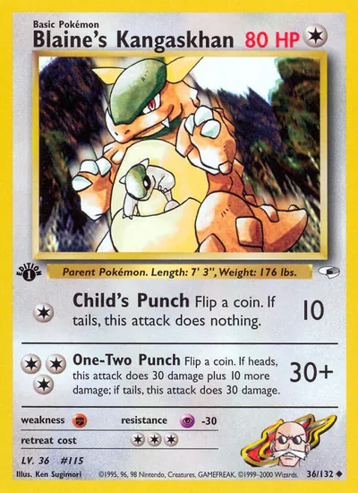 Kangaskhan do Blaine - Gym Heroes - ilustração de Ken Sugimori