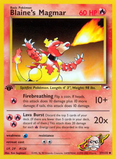 Magmar do Blaine - Gym Heroes - ilustração de Ken Sugimori