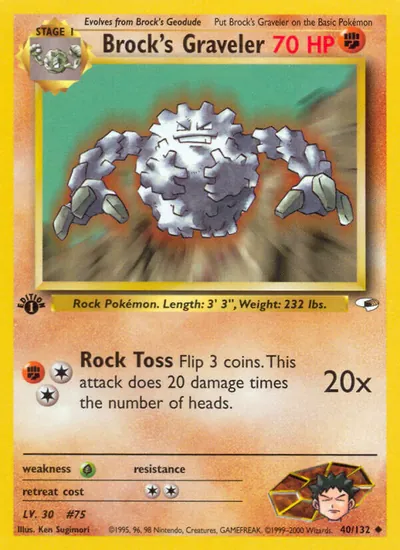 Graveler do Brock - Gym Heroes - ilustração de Ken Sugimori