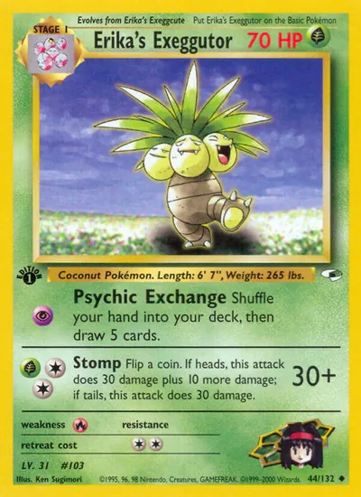 Exeggutor da Erika - Gym Heroes - ilustração de Ken Sugimori