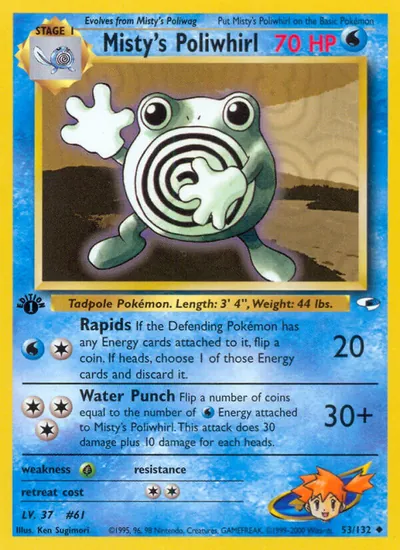 Poliwhirl da Misty - Gym Heroes - ilustração de Ken Sugimori