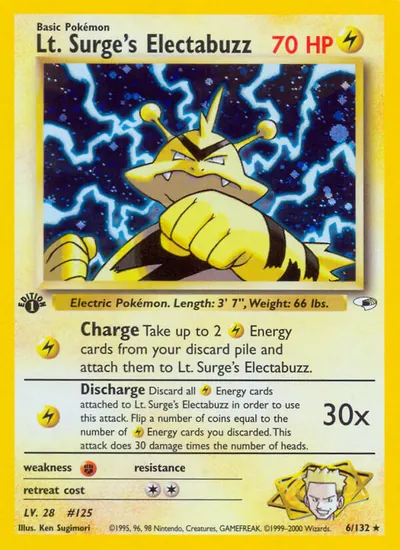 Electabuzz do Cap. Surge - Gym Heroes - ilustração de Ken Sugimori